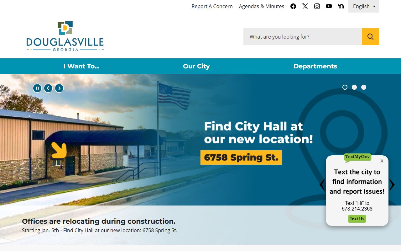 Douglasville Police Department website showing city services and recent booking records access