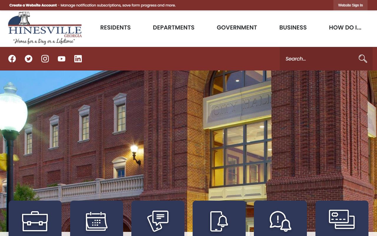 Hinesville Police Department website showing city services and recent booking records access