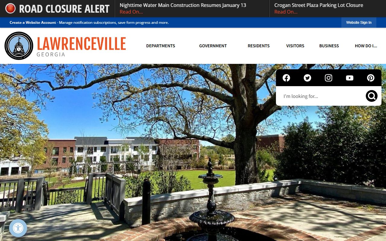 Lawrenceville Police Department website showing city services and recent booking records access