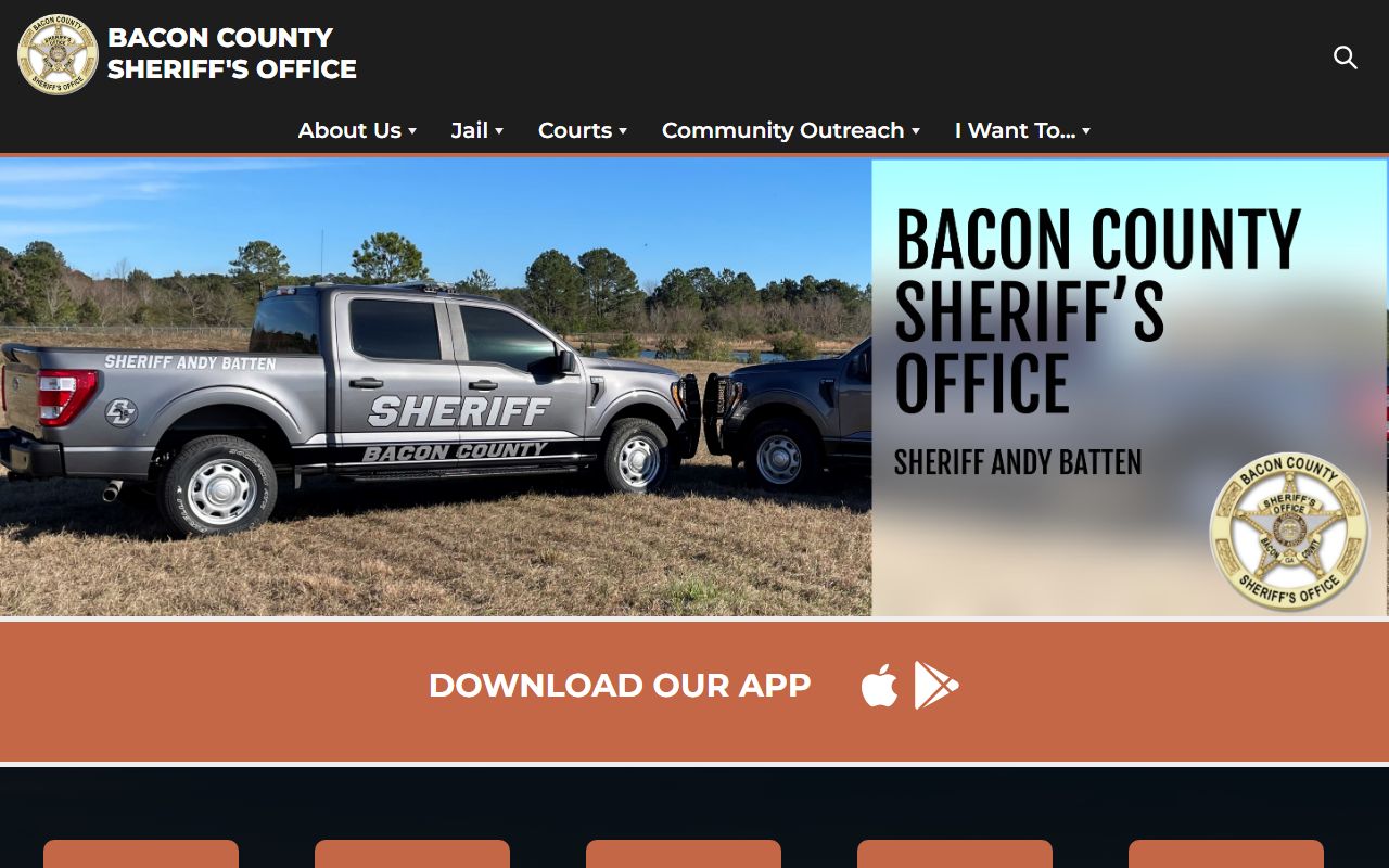 Bacon County Sheriff's Office homepage for accessing arrest records