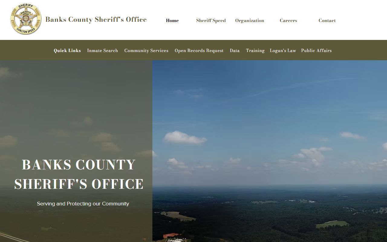 Banks County Sheriff's Office homepage for arrest records access