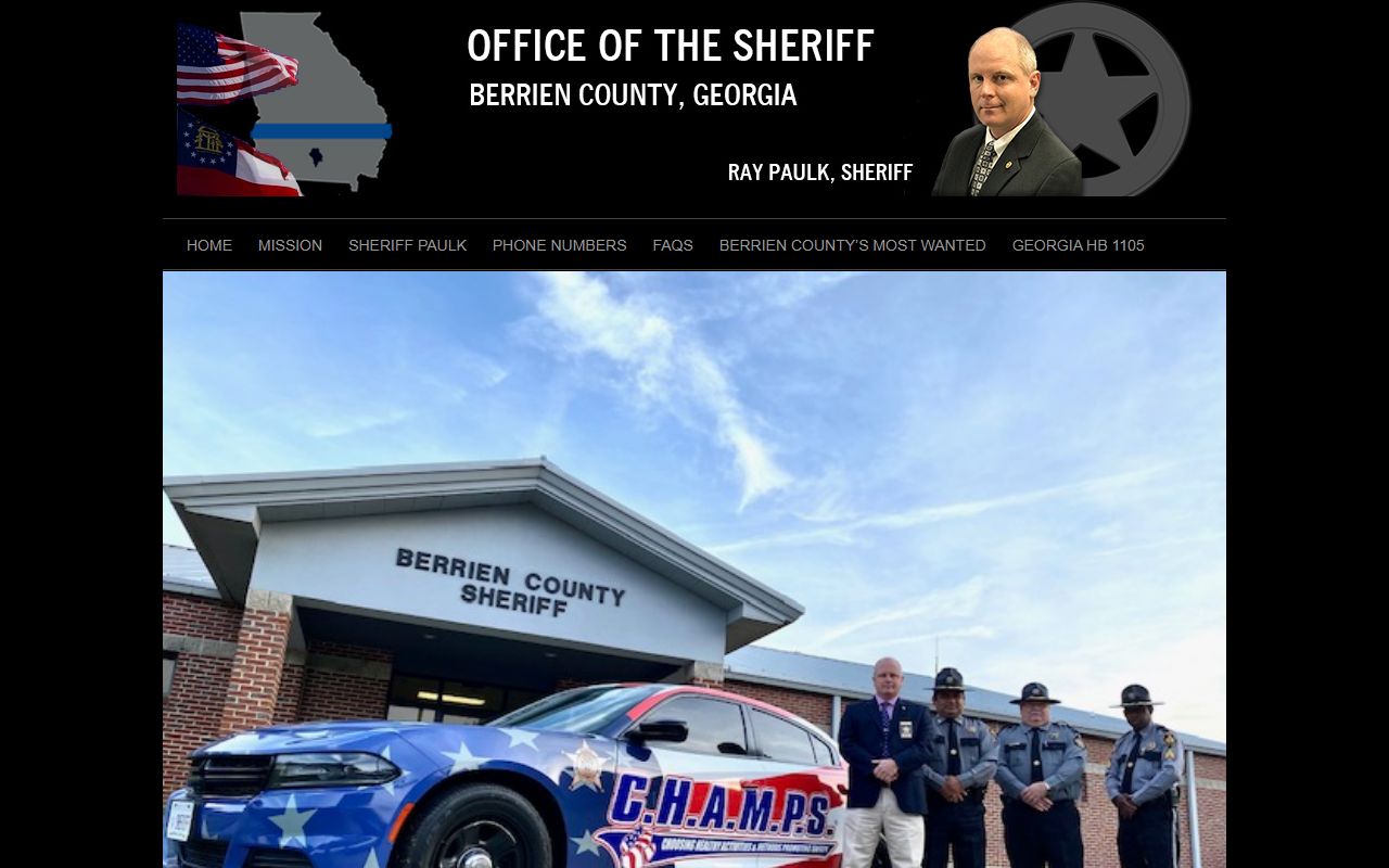 Berrien County Sheriff's Office homepage for recent booking records