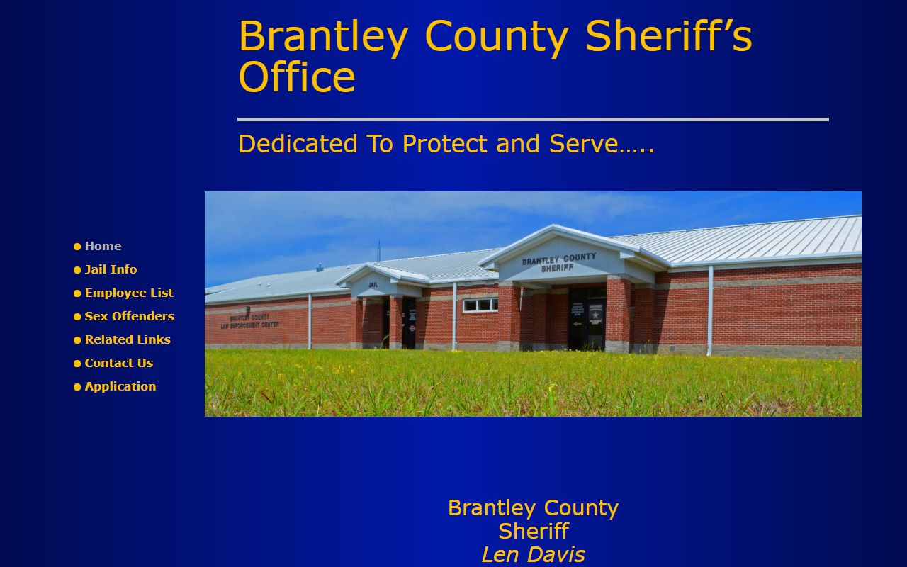 Brantley County Sheriff's Office homepage for recent booking records