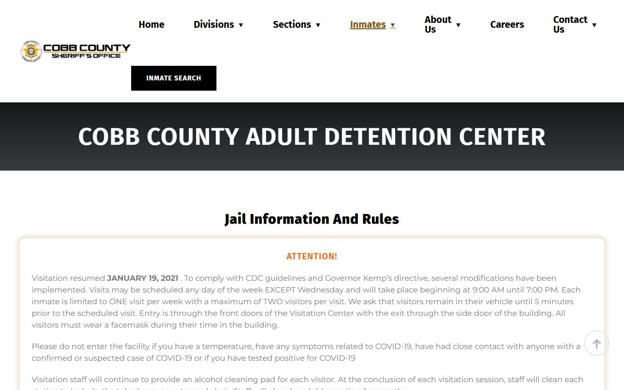 Cobb County Sheriff's Office inmate search for recent booking records