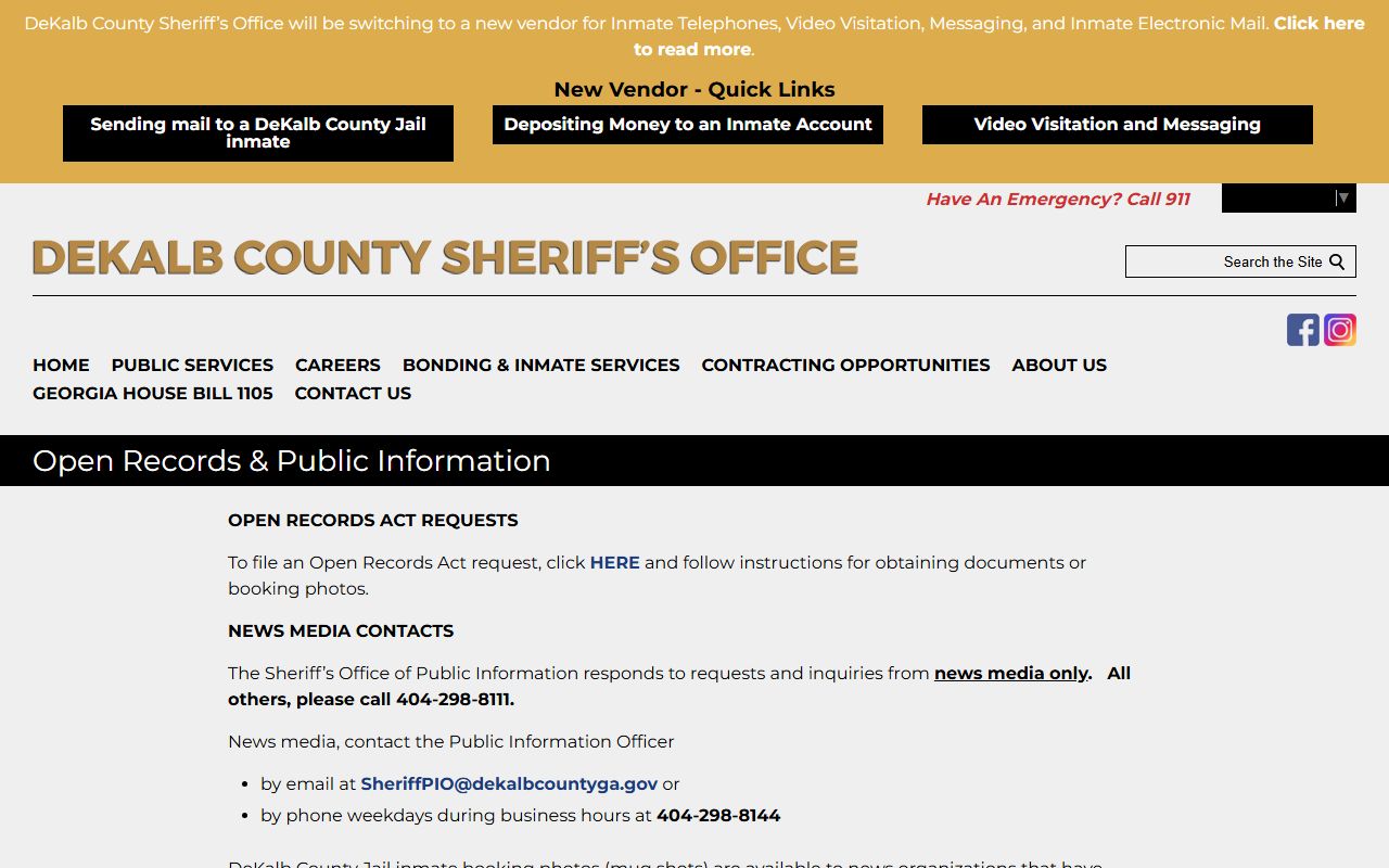 DeKalb County inmate records information page
