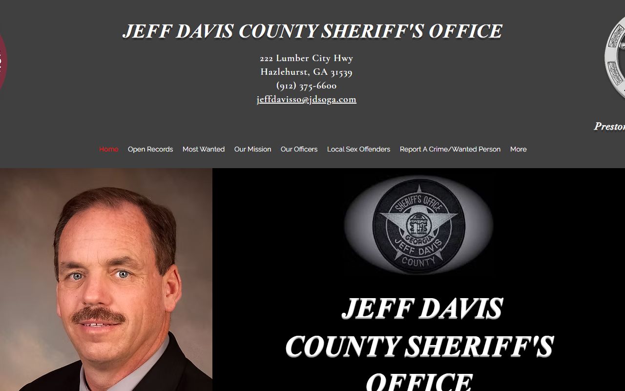 Jeff Davis County Sheriff's Office homepage for recent bookings
