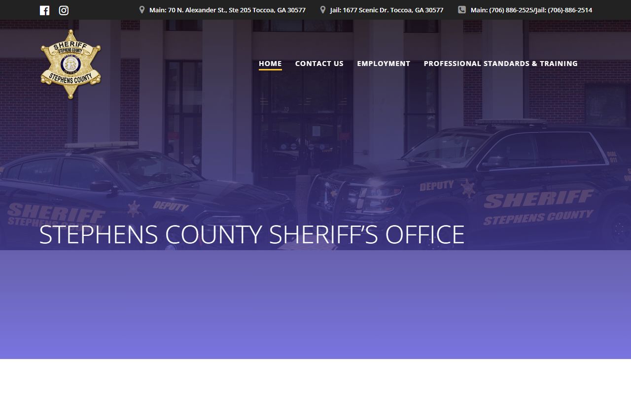 Stephens County Sheriff's Office website for recent bookings and arrest records