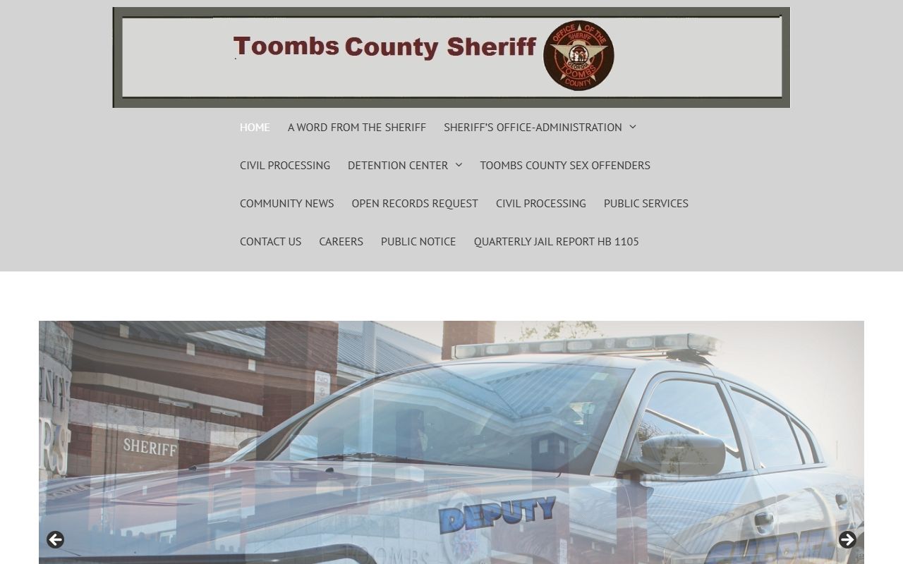 Toombs County Sheriff's Office website for recent bookings and arrest records