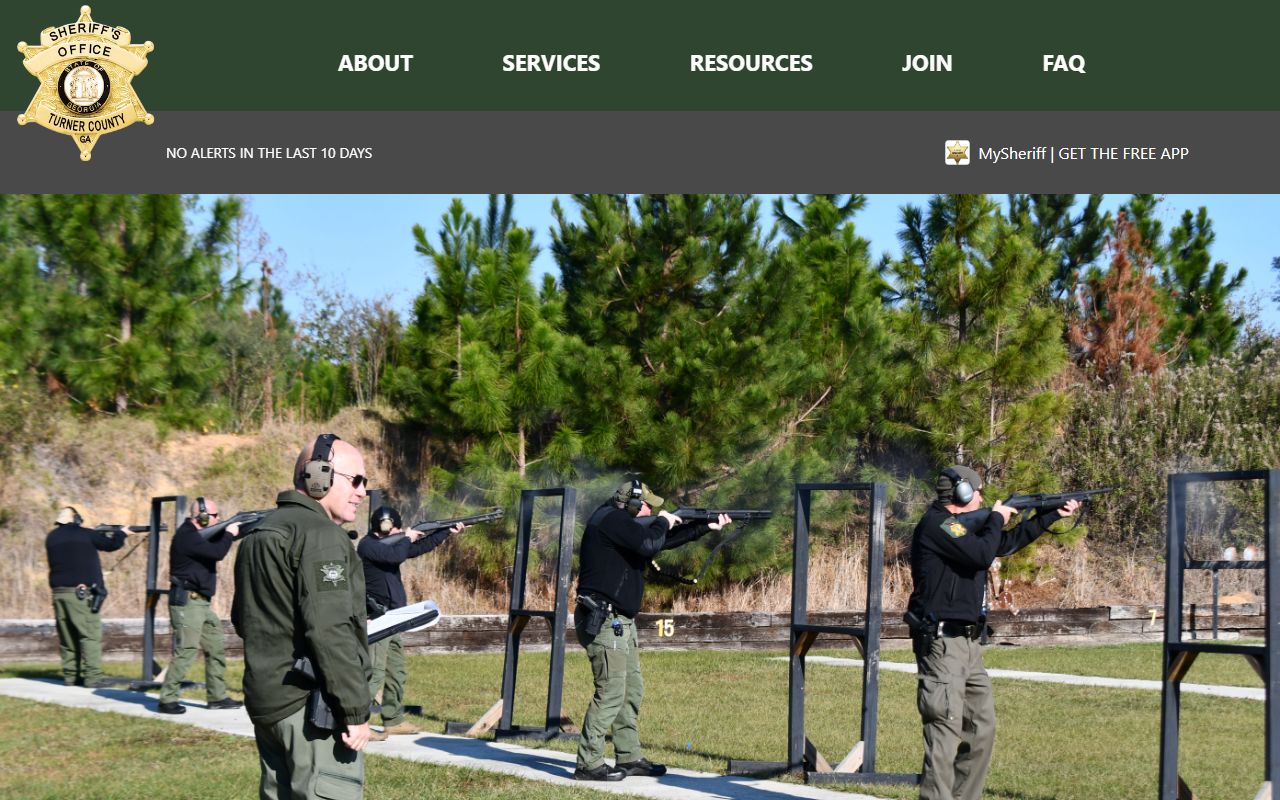 Turner County Sheriff's Office website for recent bookings and arrest records