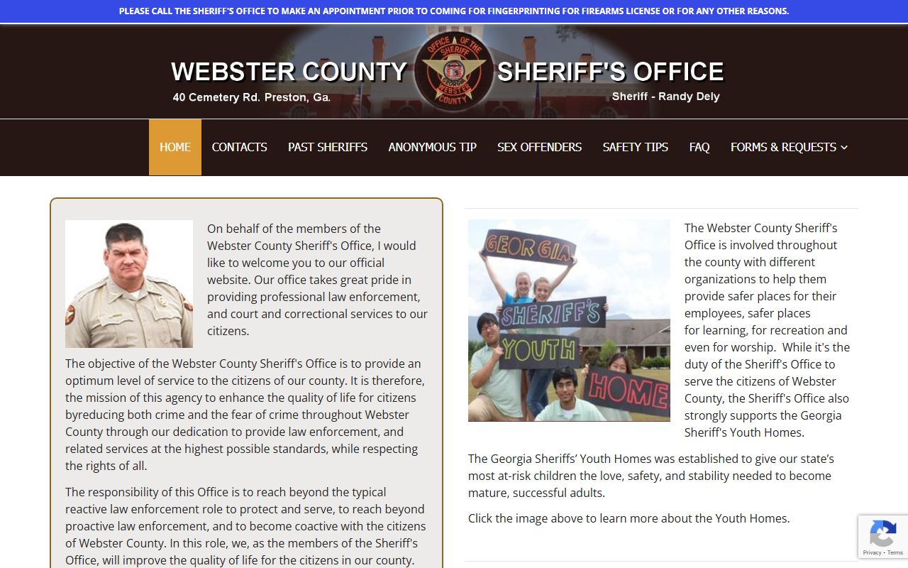 Webster County Sheriff's Office website for recent bookings and arrest records