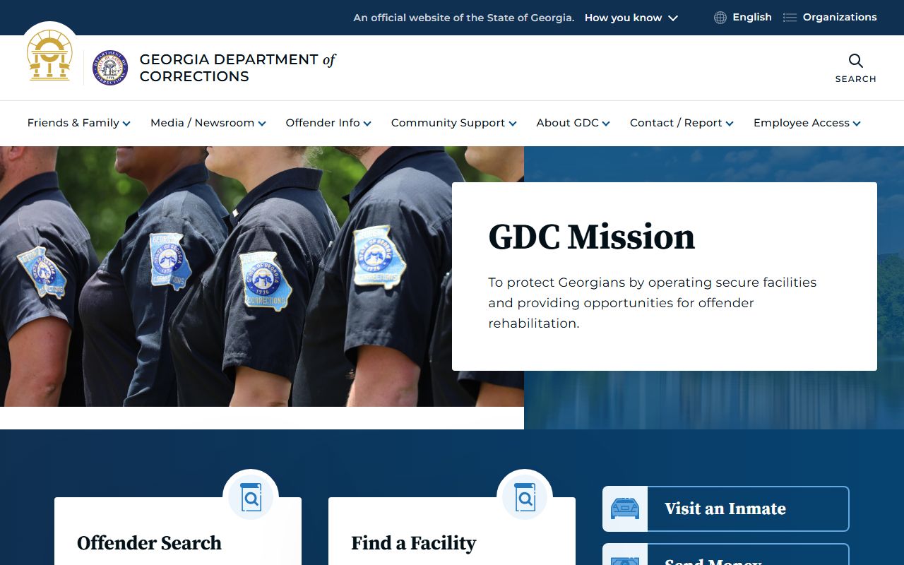 Georgia Department of Corrections homepage for offender information